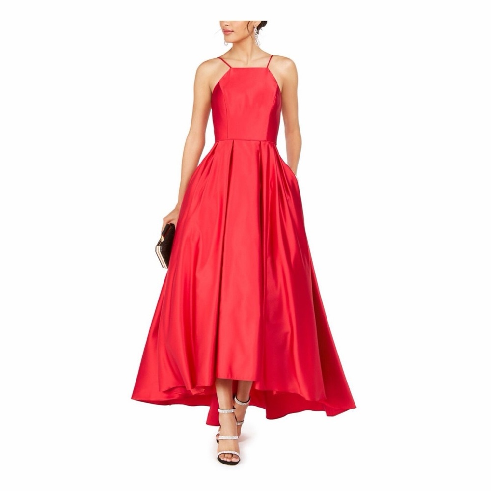 Red Satin Betsy & Adam Evening Gown
